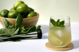 Dark Rum Mojito With Basil in a chilled glass