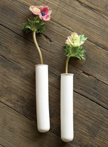 Wallmounted vases from pigeon toe ceramics for vertical garden.