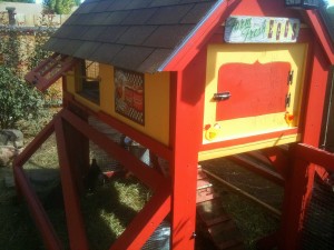 Chicken coop with vintage signs