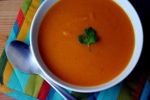 cheerful picture of sweet potato soup