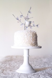 gorgeous white cake on white stand