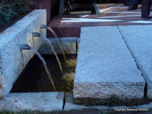 contemporary water feature in garden