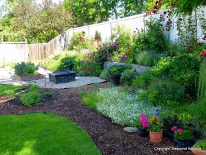 kitchen garden with flowers