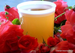 infusing honey with rose petals