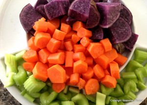 cut vegetables ready for crockpot