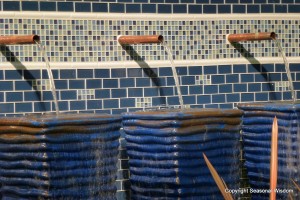 close up of blue tile water treatment