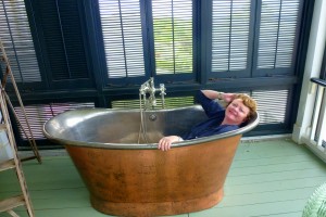 Copper bathtub at P. Allen Smith's home is one the back porch.