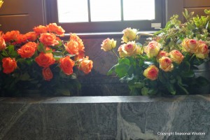 Rose bouquets in sink at P. Allen Smith's home.