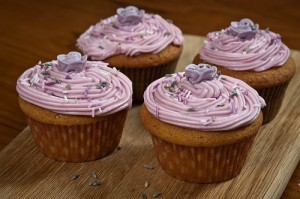 Edible flowers like lavender are great in baked goods like cupdakes.