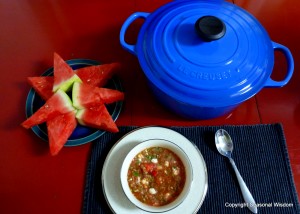 Watermelon Gazpacho recipe for Le Creuset and P Allen Smith contest.