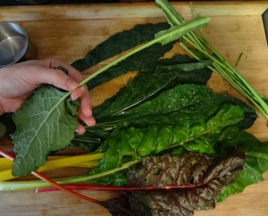 How to destem the greens in The Cooking Light Pick Fresh Cookbook.