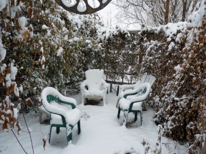 Chairs in snow