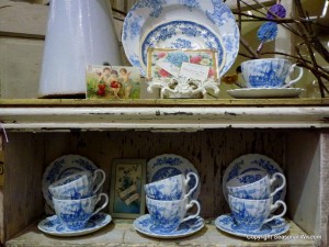 Blue and white china was found at vintage garden market.