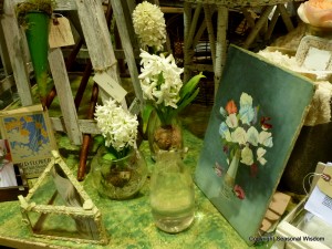 Vintage garden painting and bulbs