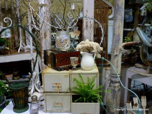 file cabinet with plants at vintage garden market