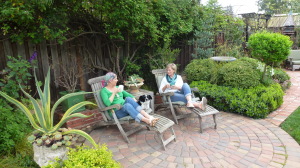 two women in garden from cancer survivor's garden companion